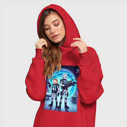 Женское худи-платье Космический спецназ - Рик и Морти, цвет: красный — фото 2
