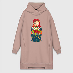 Женское худи-платье Матрёшка джокера, цвет: пыльно-розовый