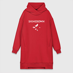 Женское худи-платье Shinedown - logo, цвет: красный