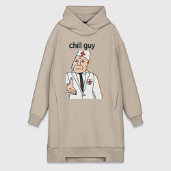 Женское худи-платье Чиловый парень дурка, цвет: миндальный