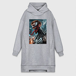 Женское худи-платье Превращение Эдди в Венома - нейроарт фантазия, цвет: меланж