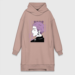 Женское худи-платье Токийские мстители Такаши Мицуя, цвет: пыльно-розовый