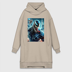 Женское худи-платье Venom in New York city - ai art fantasy, цвет: миндальный