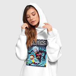 Женское худи-платье Веном вселился в Рика - нейрошутка, цвет: белый — фото 2