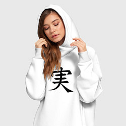 Женское худи-платье Японский иероглиф правды, цвет: белый — фото 2