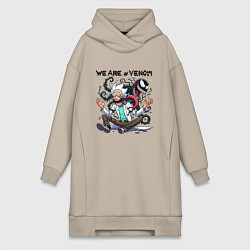 Женское худи-платье Веном вселился в Рика Санчеса - нейроарт, цвет: миндальный