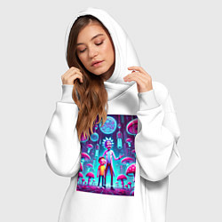 Женское худи-платье Rick and Morty among neon mushrooms - ai art fanta, цвет: белый — фото 2
