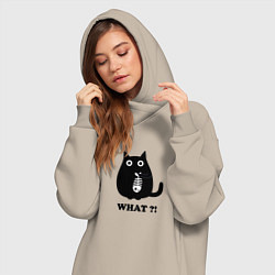 Женское худи-платье Кот и скелет рыбы, цвет: миндальный — фото 2