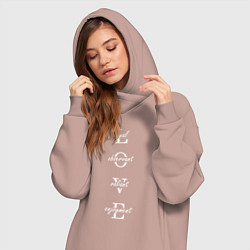 Женское худи-платье Любовь - доставляю удовольствие, цвет: пыльно-розовый — фото 2