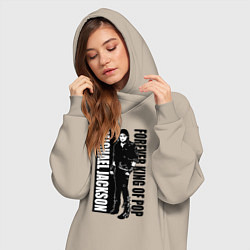Женское худи-платье Michael Jackson - forever king of pop, цвет: миндальный — фото 2