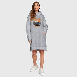 Женское худи-платье Ретро гараж и автомобиль Chevrolet 210 Deluxe, цвет: меланж — фото 2