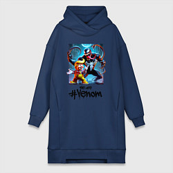 Женское худи-платье Donald Trump and Venom - meme, цвет: тёмно-синий