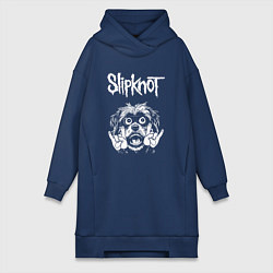 Женское худи-платье Slipknot rock dog, цвет: тёмно-синий