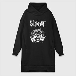 Женское худи-платье Slipknot rock dog, цвет: черный