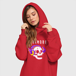 Женское худи-платье Paramore - неоновый череп, цвет: красный — фото 2