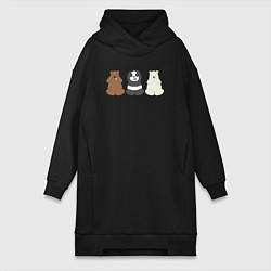 Женское худи-платье Три мишки, цвет: черный