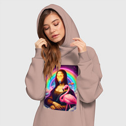 Женское худи-платье Мона Лиза - лампочка и розовый фламинго, цвет: пыльно-розовый — фото 2