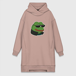 Женское худи-платье Пепе крутой в очках, цвет: пыльно-розовый