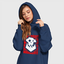 Женское худи-платье Waaagh warhammer - белый, цвет: тёмно-синий — фото 2