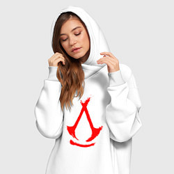 Женское худи-платье Assassins creed - shadows logotype, цвет: белый — фото 2