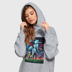 Женское худи-платье Слон похожий на Рика Санчеса - прикол, цвет: меланж — фото 2