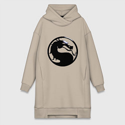 Женское худи-платье Смертельная битва - логотип, цвет: миндальный
