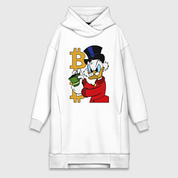 Женское худи-платье Duck tales - Scrooge bitcoin, цвет: белый
