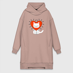 Женское худи-платье Кошкино сердечко, цвет: пыльно-розовый