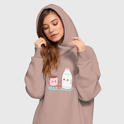 Женское худи-платье Кофе с молоком, цвет: пыльно-розовый — фото 2