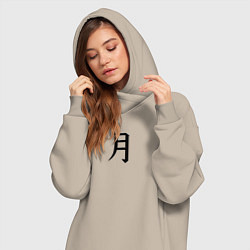 Женское худи-платье Понедельник японским иероглифом, цвет: миндальный — фото 2