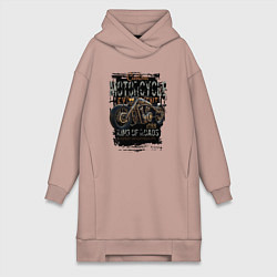Женское худи-платье Мотоцикл кастом 1988, цвет: пыльно-розовый