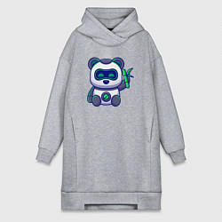 Женское худи-платье Панда робот, цвет: меланж