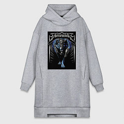 Женское худи-платье Metallica thrash metal style - wolf, цвет: меланж