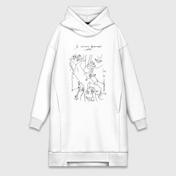 Женское худи-платье Взаимная любовь - лайнарт девушка и крыса, цвет: белый