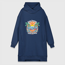 Женское худи-платье Скелет на чиле, цвет: тёмно-синий