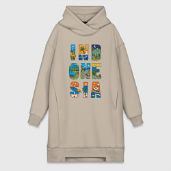 Женское худи-платье Индонезия, цвет: миндальный