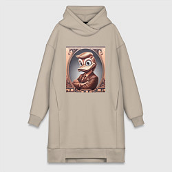 Женское худи-платье Дональд Дак-Трамп на денежной купюре, цвет: миндальный