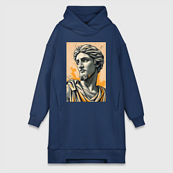 Женское худи-платье Арт с античным портретом, цвет: тёмно-синий
