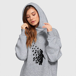 Женское худи-платье Птицы мира, цвет: меланж — фото 2