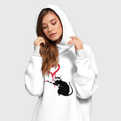 Женское худи-платье Rat heart, цвет: белый — фото 2