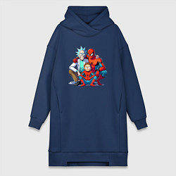 Женское худи-платье Spider-Man is Rick and Mortys friend, цвет: тёмно-синий
