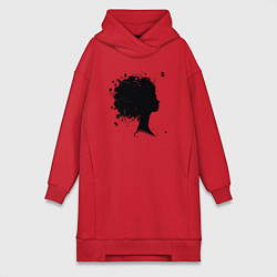 Женское худи-платье Girl flowers, цвет: красный