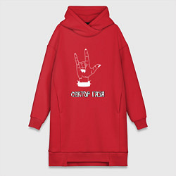 Женское худи-платье Сектор газа рок, цвет: красный