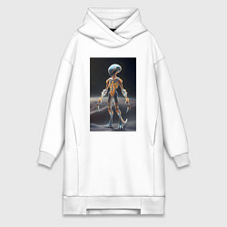 Женское худи-платье Полупрозрачный инопланетянин, цвет: белый