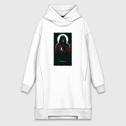 Женское худи-платье Крик гостфейс с луной, цвет: белый