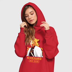Женское худи-платье Клинок рассекающий демонов Kyoujurou профиль, цвет: красный — фото 2