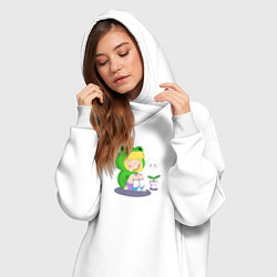 Женское худи-платье Девочка - лягушка, цвет: белый — фото 2