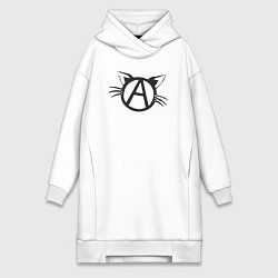 Женское худи-платье Cat anarchy, цвет: белый