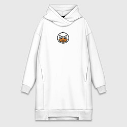 Женское худи-платье Ebloduck - мем с уткой, цвет: белый