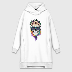 Женская толстовка-платье The skull in flowers